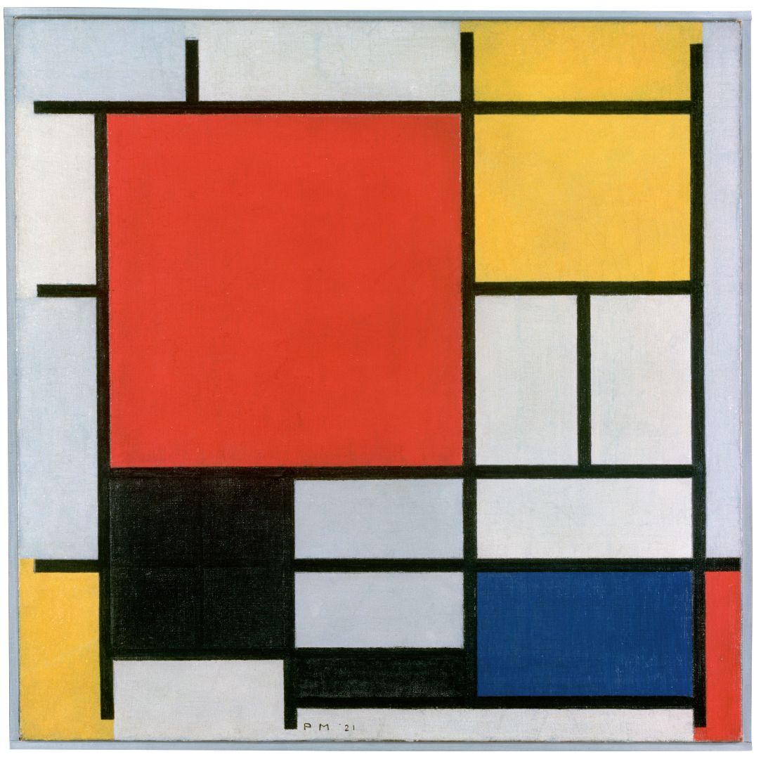 Piet Mondriaan Composition with large red plane black greay and blue 1921